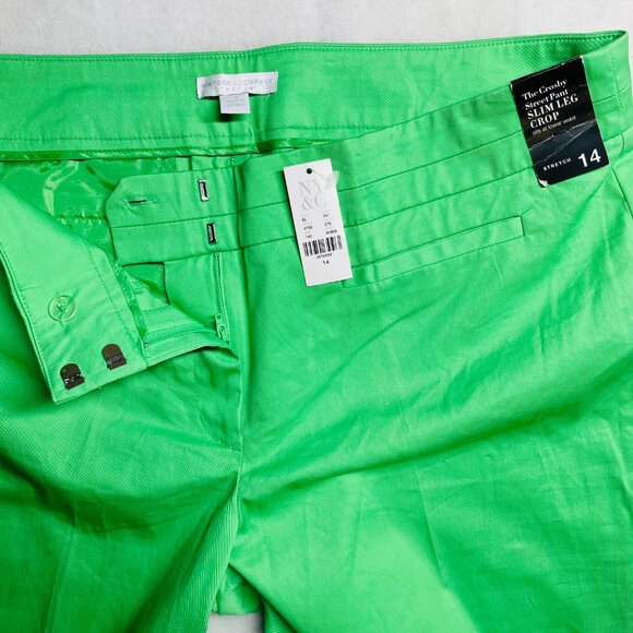 NWT New York & Co. Womens Green The Cros By Street Slim Leg Crop Pants Size 14 - Picture 5 of 9